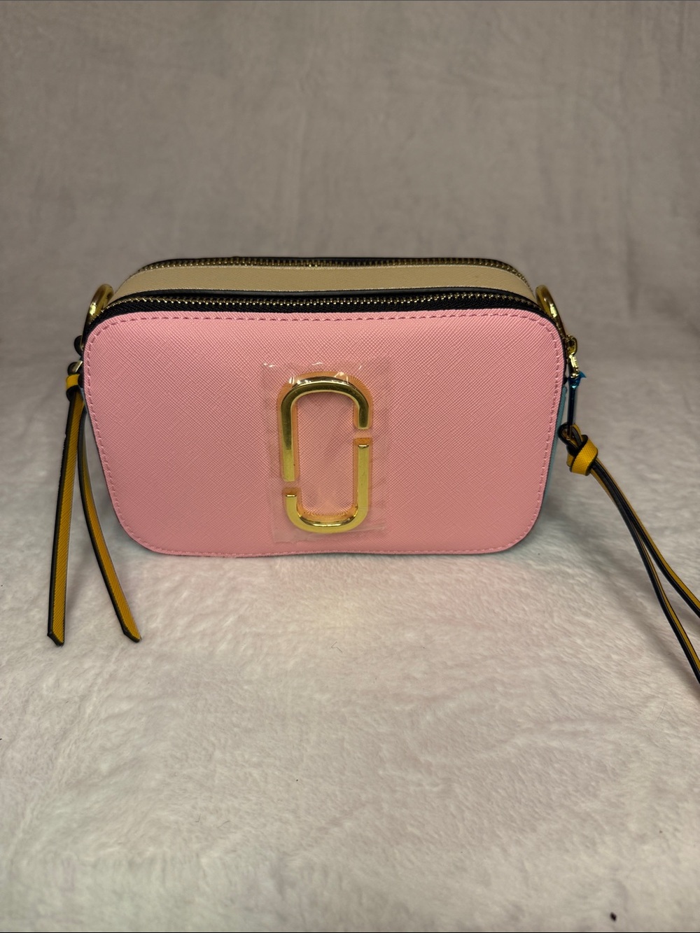 Structured Pink Crossbody with Gold Accent Hardware